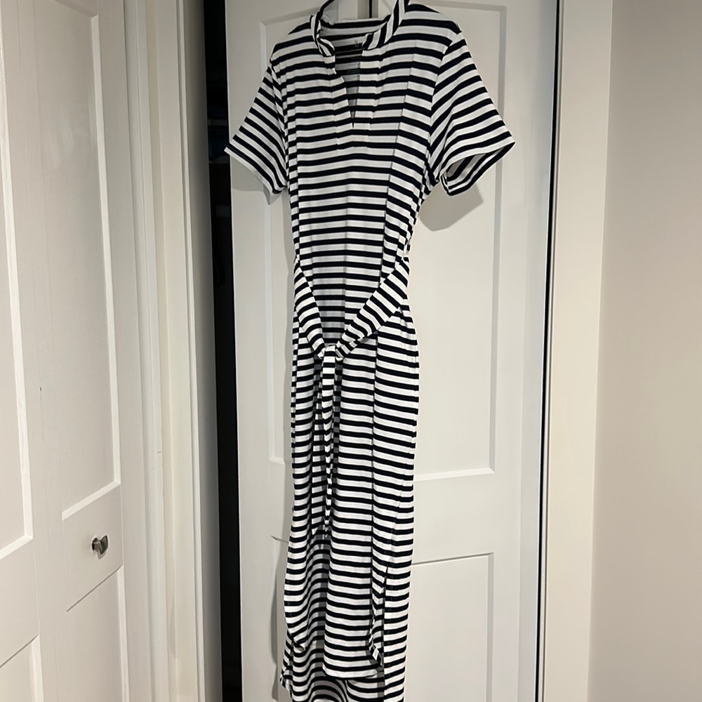 Dudley Stephens navy and white striped sconset dress